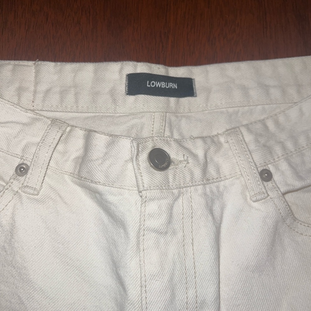 Source Unknown - Wide-Leg Frayed Jeans, Ivory - S… - image 7